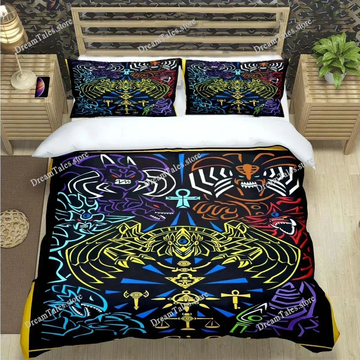 Famous Card Games Y-Yu-Gi-Oh Print Bedding Sets Bed Supplies Set Comforter Set Teens Girls Cartoon Twin Single Kid Gift029592FQH