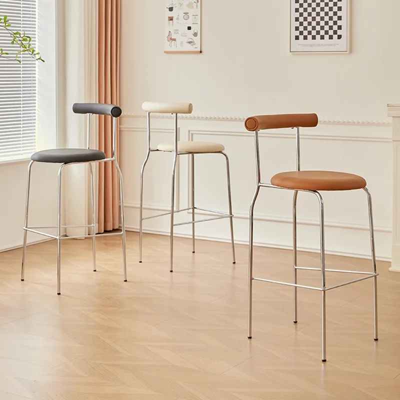 

Waterproof Leather Bar Chair Luxury White Terrace Reception Desk Bar Chair Reinforce Barhocker Lounge Sgabelli Da Bar Furniture