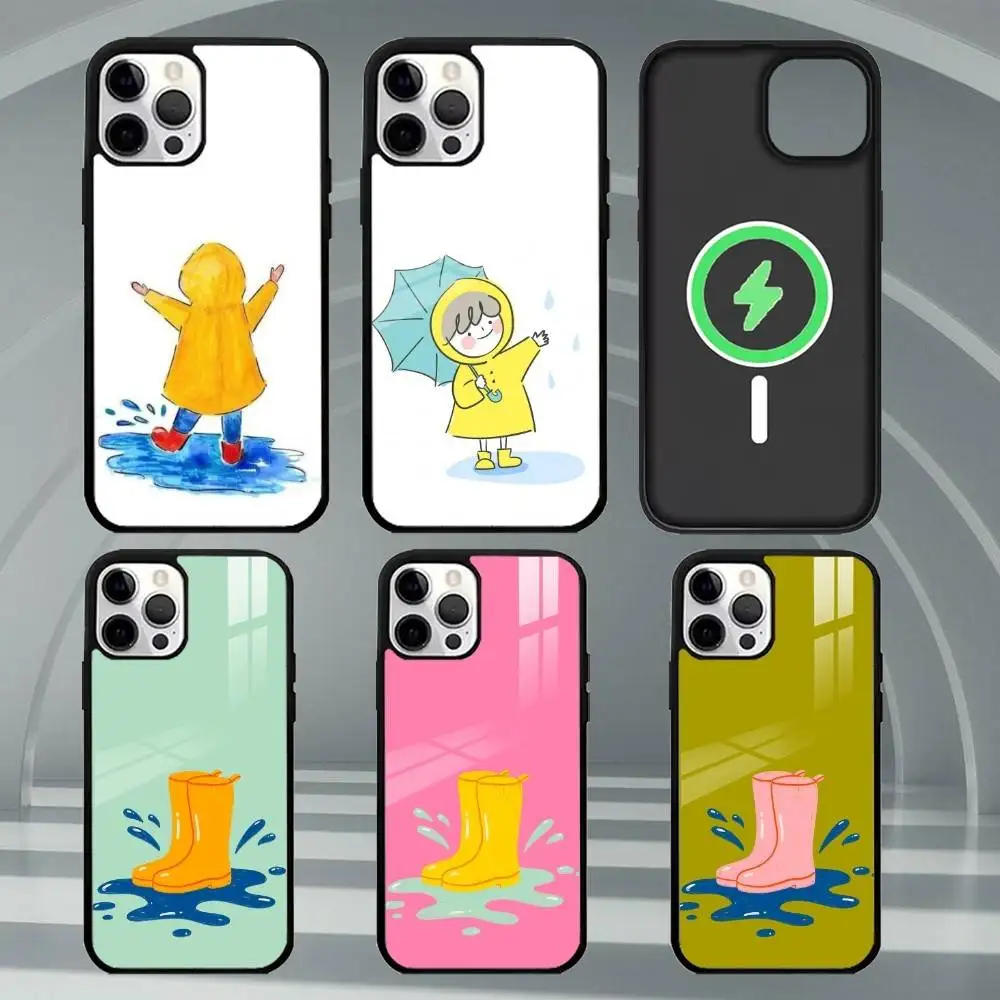 

C-Cute C-Cartoon Rain Boots Phone Case For iPhone17,16,15,14,13,12,11 Plus,Pro Max Magnetic For Magsafe Wireless Charging
