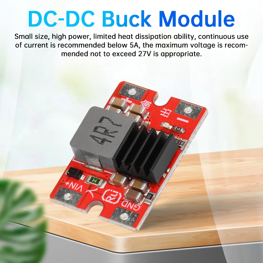 DC-DC 27V to 5V/12V 8A Mini Airplane Power Buck Module 95% Efficiency Airplane Power Buck Module Over-Current Hiccup Protection