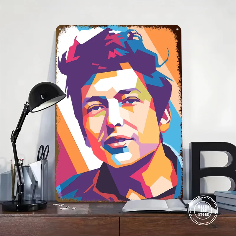 Bob Dylan Pop Art Portrait 3D Printed Texture Poster Personalized Wall Art Retro Metal Tin Signs for Office Decor Room Wand Deko