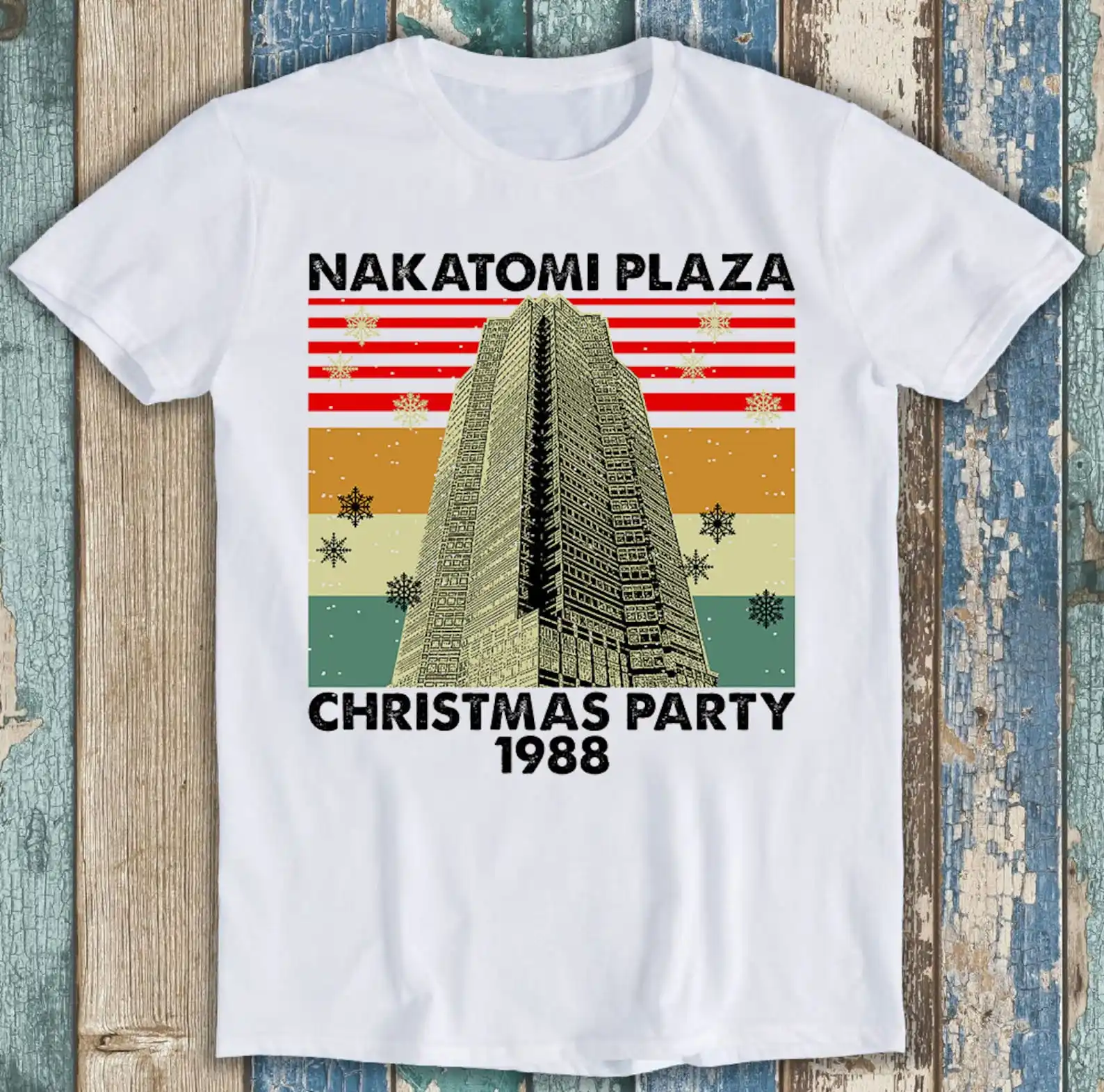 Nakatomi Plaza 1988 Christmas Party 80's Die Movie Bruce Gift Tee T Shirt