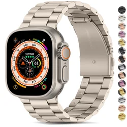Metal Strap for Apple Watch Ultra band 49mm 44mm 45mm 46-42-40-41mm Stainless Steel link Bracelet iWatch series 10 9 8 7 6 5 se