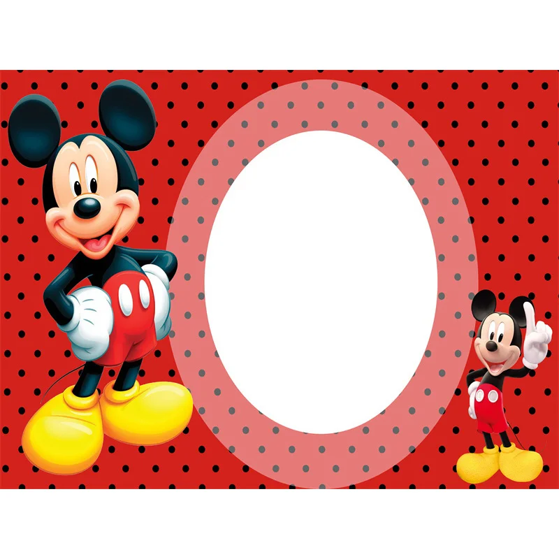 Lovely Custom Cartoon Disney Baby Mickey Mouse Cute Dots First Birthday Party Decoration Blue Backdrop Photography Background