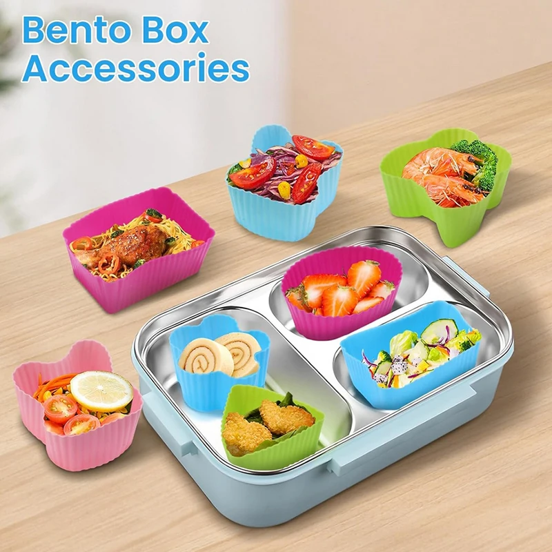8PCS Silicone Lunch Box Dividers For Children Kids School Food Dividers For Bento Box Silicone Cupcake Liners Mold Baking Tools