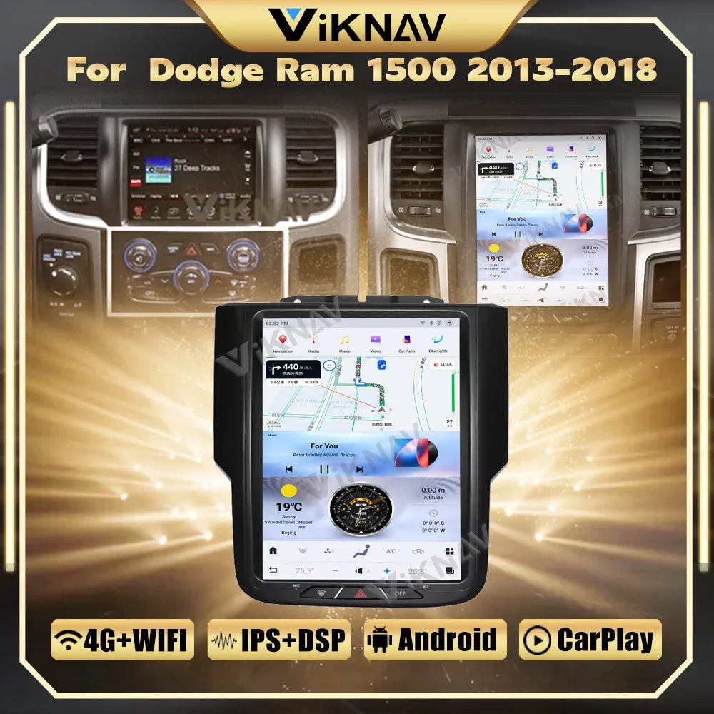 Viknav 10.5 inch Android 13 Car radio For Dodge Ram 1500 2013-2018 Auto Stereo Carplay GPS Navigation Multimedia Video Player