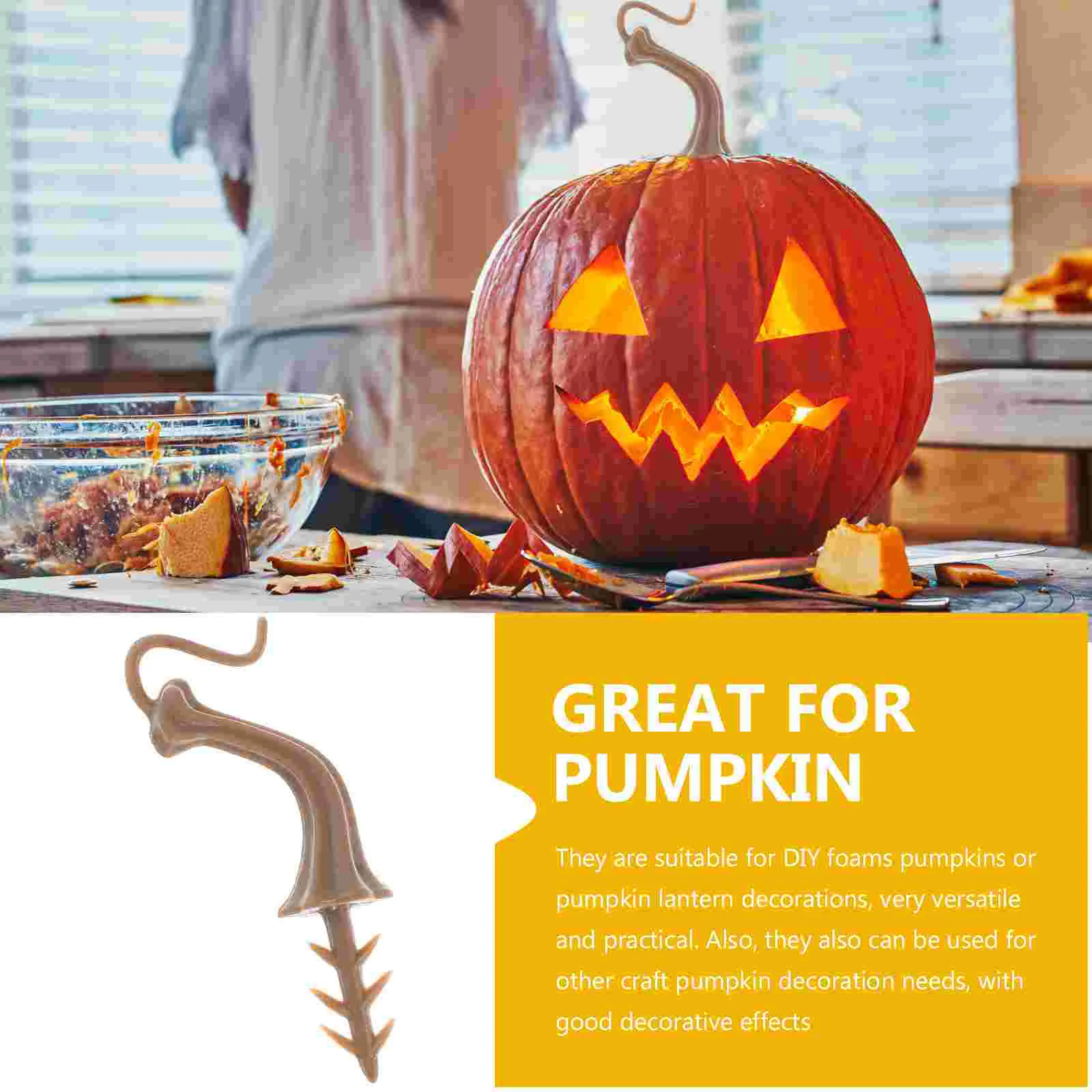 40 pçs abóbora colocar hastes simples decoração de halloween cabeça artesanato melhorando decoração alça diy plástico para abóboras falsas diversão