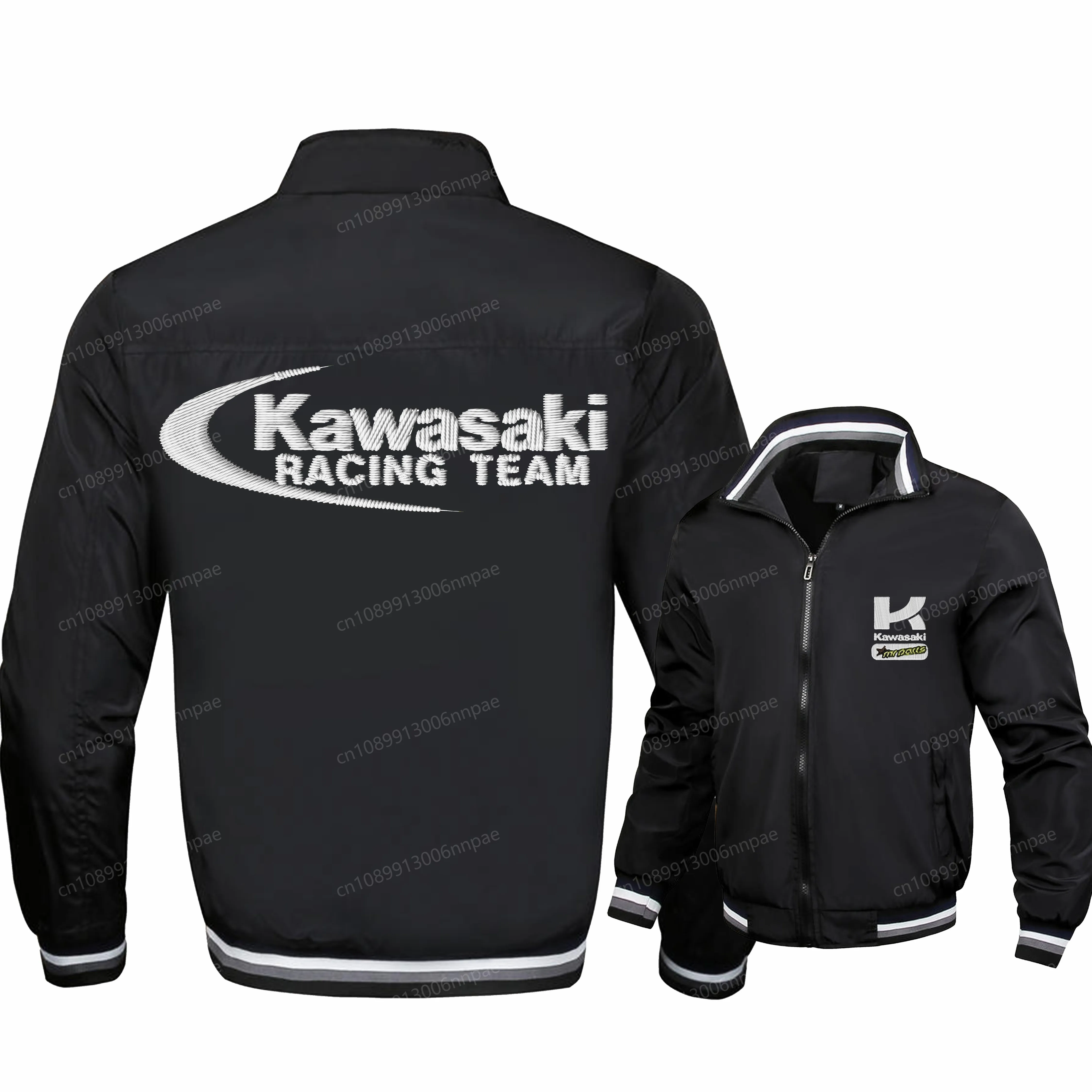 

Embroidery Men's Clothing Kawasaki 3D Printing Motorcyclist Jacket Sports Coats Motorcycle Uniform Jackets for Man Zip Up Coat