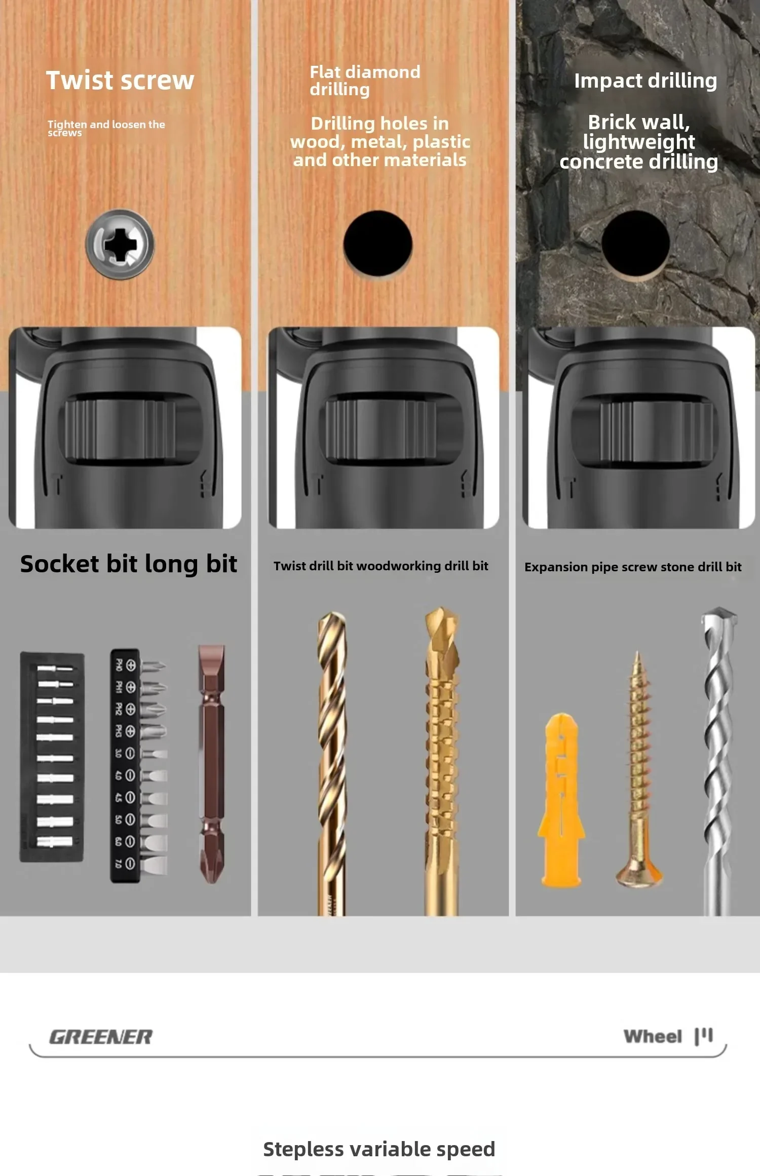 220V Maxpower Green Forest Multifunctional Impact Drill for Precise and Efficient Drilling