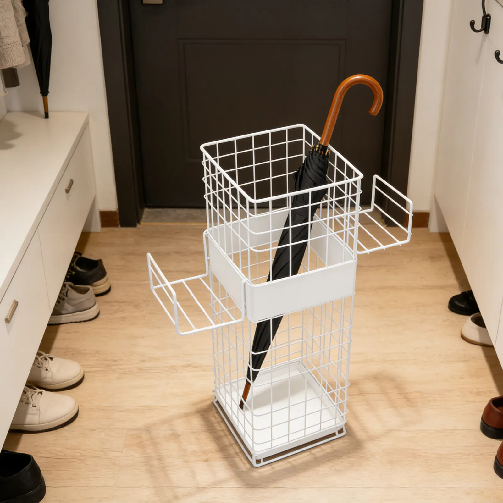 20 Inch Freestanding Metal Umbrella Stand with Detachable Drip Tray for Hallway, Office & Store