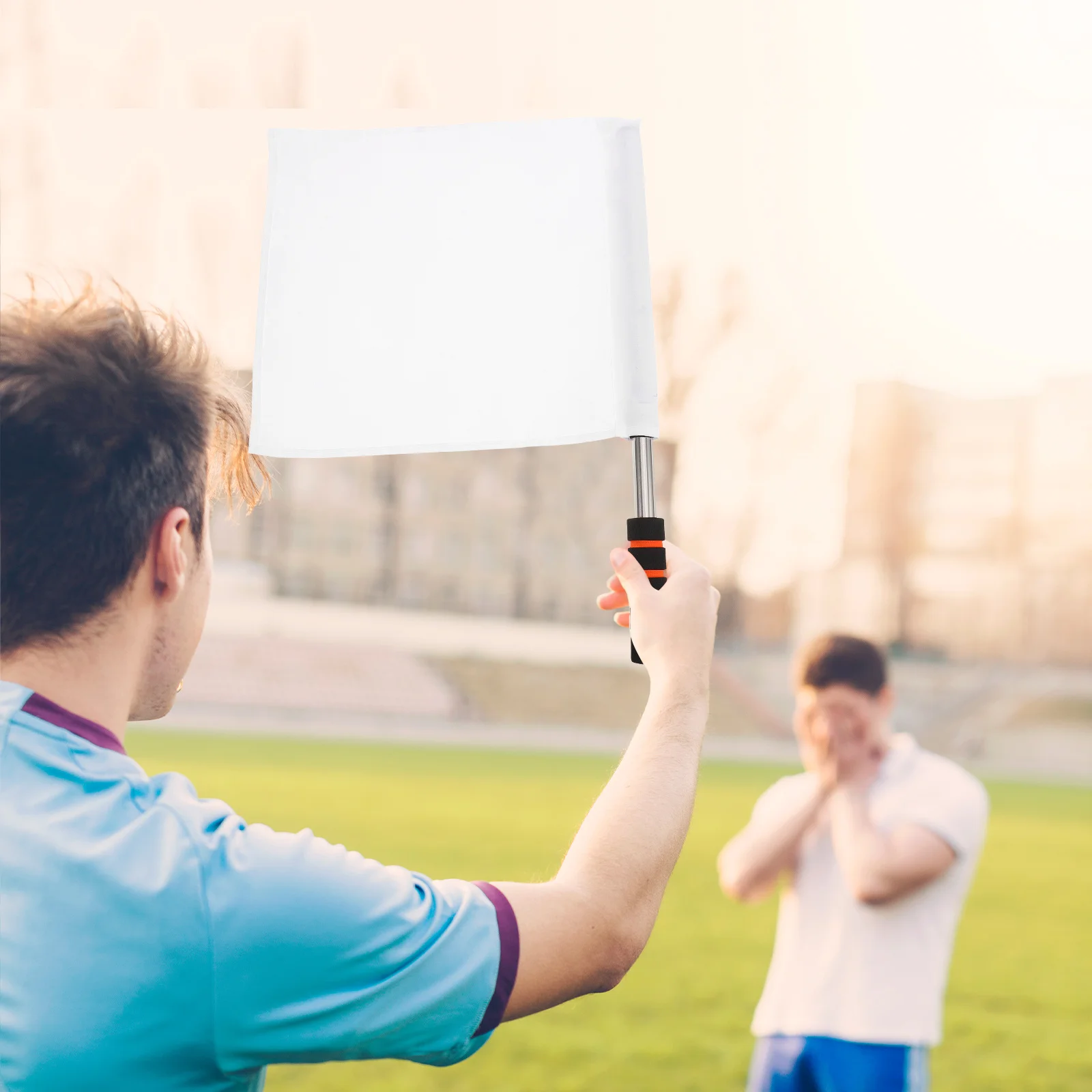 

5Pcs Referee Flags Set Hand Waving Signal Flags Polyester Stainless Steel Poles Match Competition Sports Conducting Race
