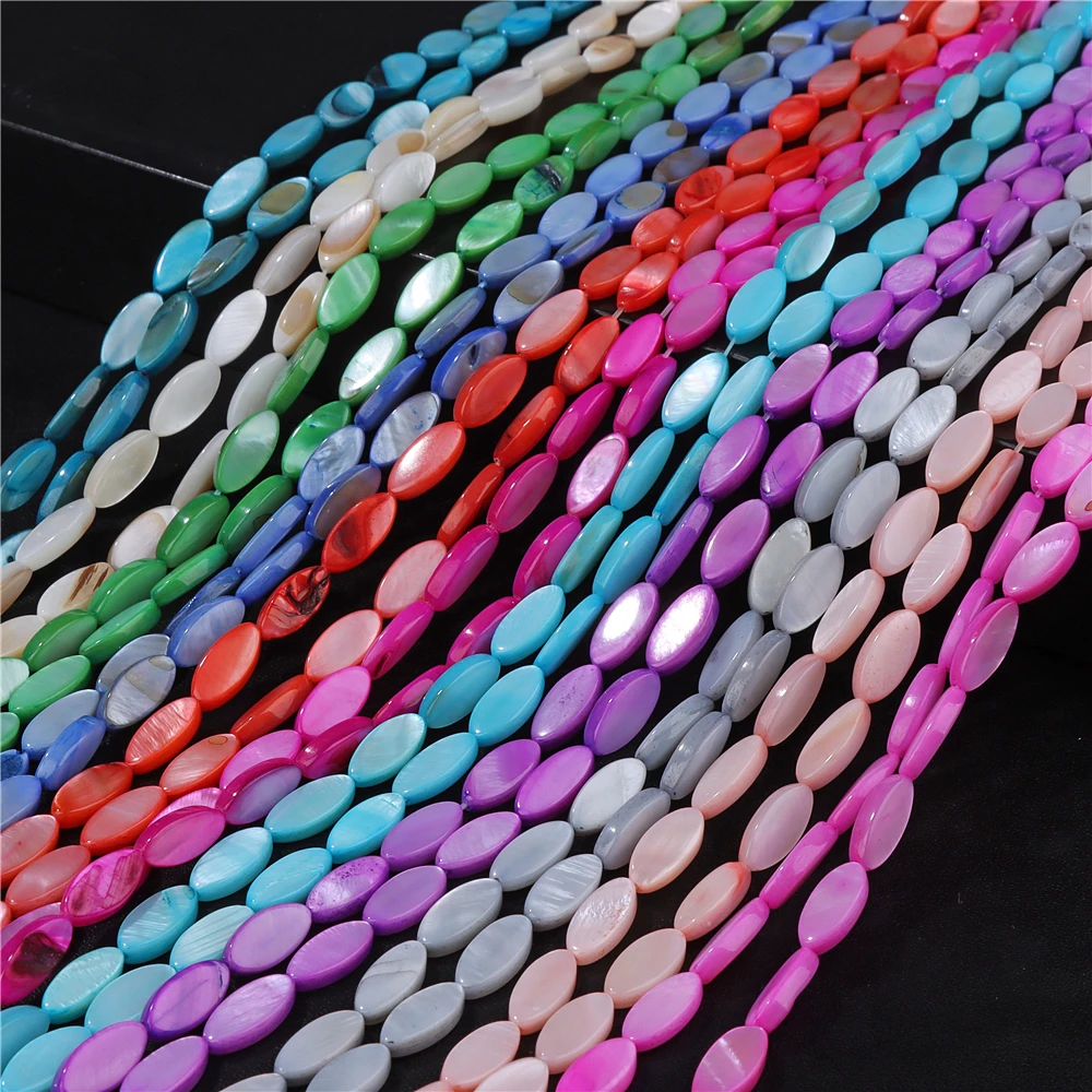 Natural Shell Marquise Beads Mother of Pearl Shell Flat Oval Spacer Beads for Jewelry Making DIY Necklace Accessories 13x6mm