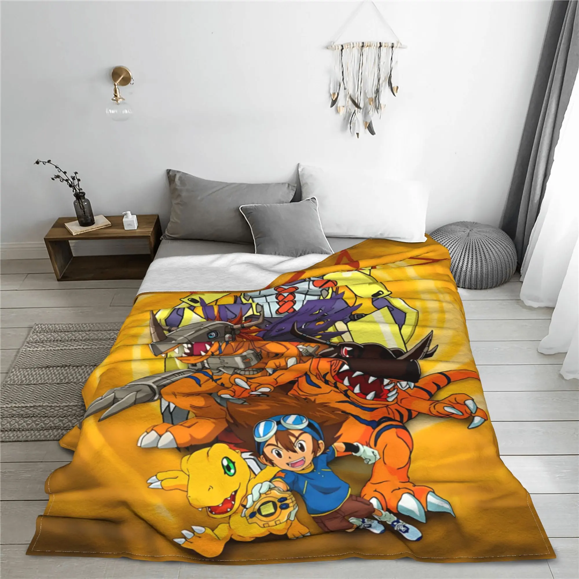 1PC Home Digimon Adventures Blanket Throw Blanket  Novelty Warm Blanket All Season Gift