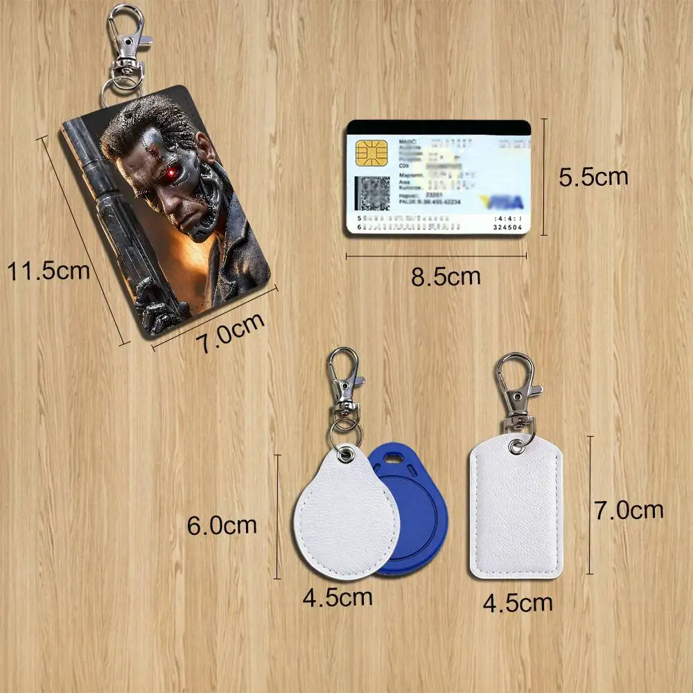 COOL GAME Resistance Terminator Leather Keychain Badge Holder with Lanyard - ID/Access Card Holder, Key Ring Accessory
