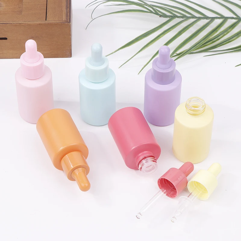 30ml Dropper Bottle Macaron Color Glass Essential Oil Refilable Colored Essence Liquid Sub-bottling Pipette Fine