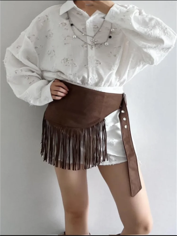 Fringed Belt Accessory Women Waistband Bohemian Retro Needle Buckle Layering Triangular Fart Curtain Cinched Waist Seal
