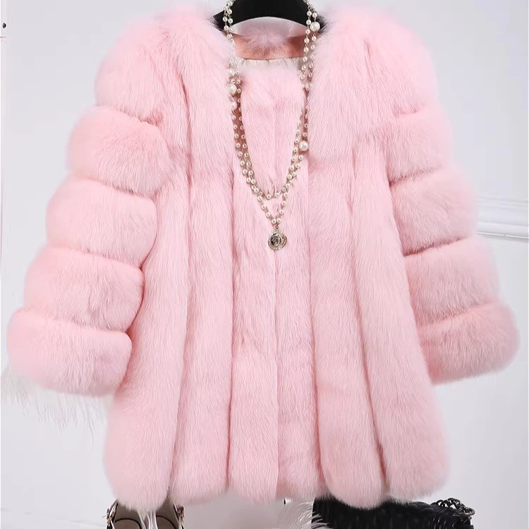 

Женские пальто из искусственного лисьего меха, однотонные полосатые куртки, узкие куртки с круглым вырезом и длинными рукавами, облегающие пуговицы, повседневные, осень-зима 202, осень-зима