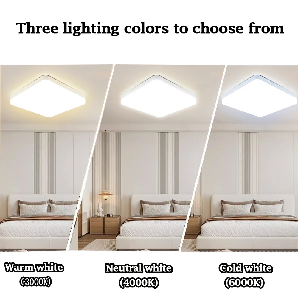 LED Panel Light Indoor Home Ceiling Light Round & Square Room Light 220V Bedroom Kitchen Living Room Modern Ceiling Lamp Fixture