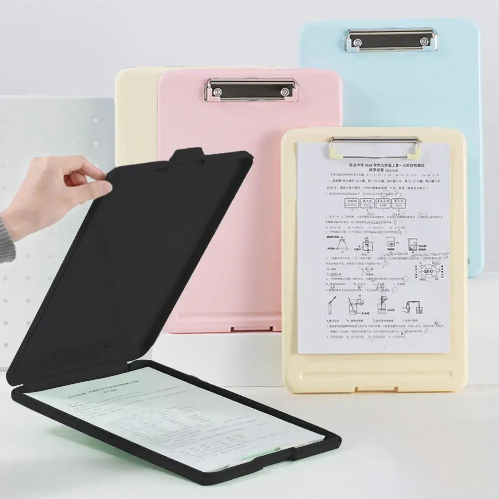 A4 File Box 140 Sheets Capacity Portable Storage Clipboard With Pen Holder Side Opening Paper Storage Box For Home School Office