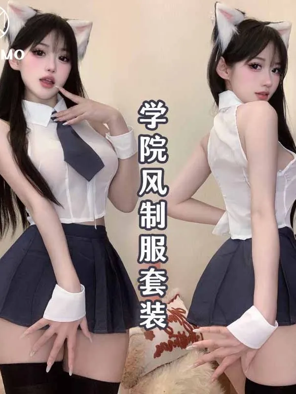 Student Chiffon Shirt Split Uniforms Underwear Pure Desire Academy JK Short Skirt Set Slim Fit Waist Appear Thin Summer UEX2