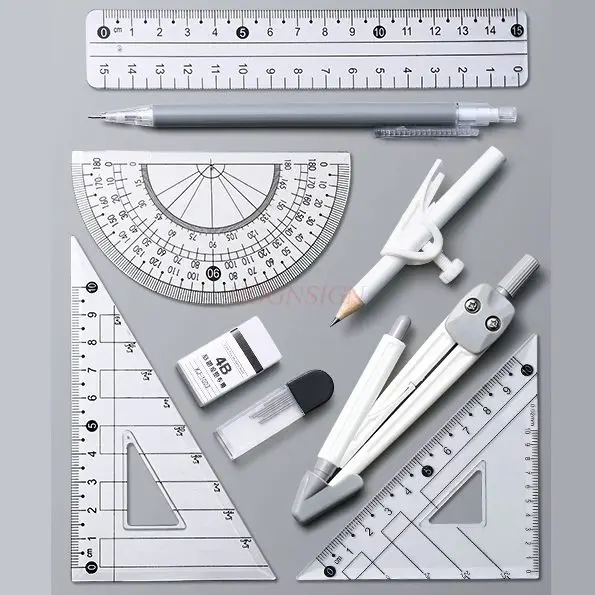 9 шт./компл. два в одном компас и набор линеек для учащихся начальной школы, специальные инструменты для рисования, профессиональная линейка для рисования