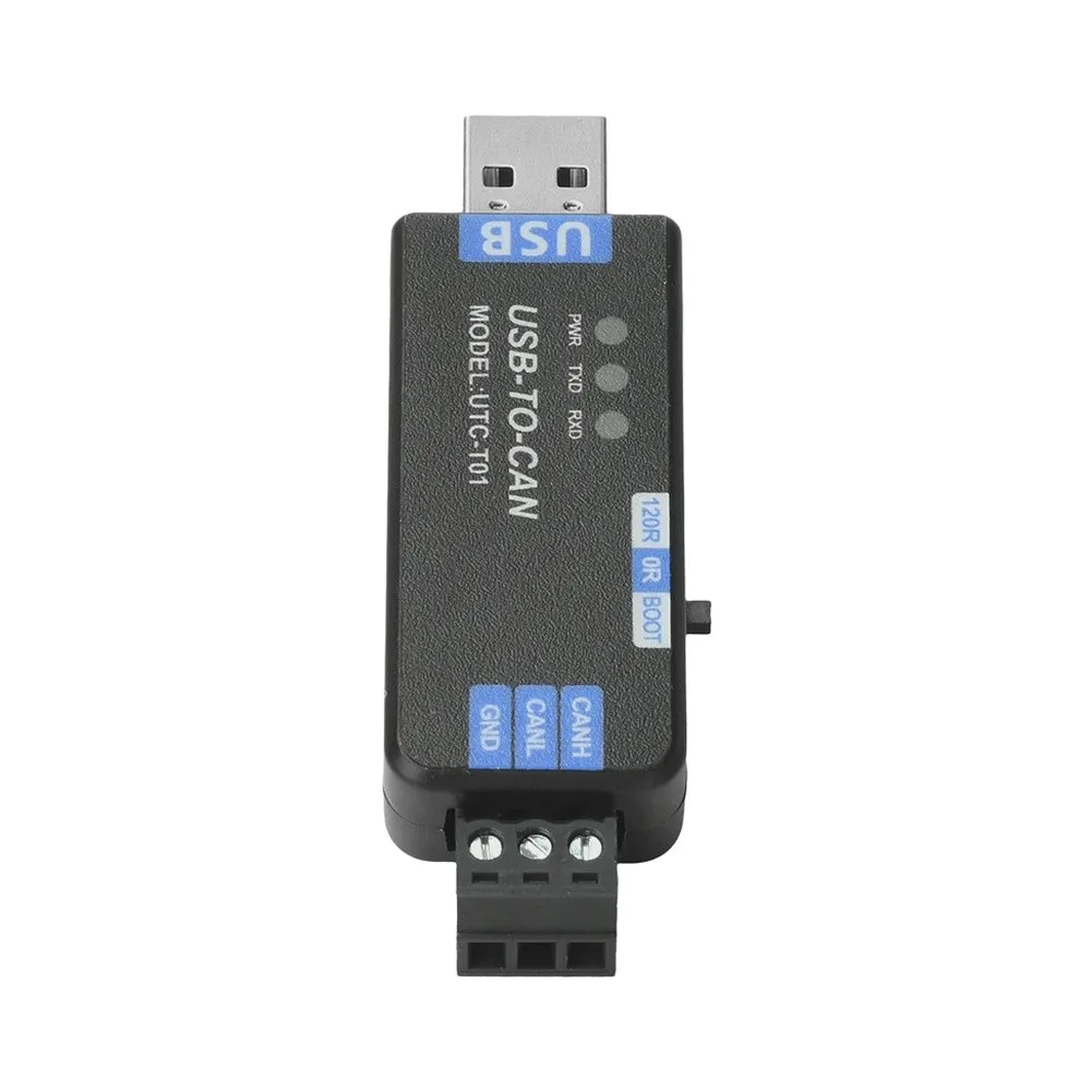 Industrial USB To CAN Bus Adapter UTC-T01 With DIP Switch, 120R Termination, Real-Time LED Indicators For STM32 Firmware
