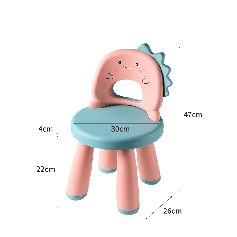 Silla trasera de plástico para niños, asiento grueso de dibujos animados para guardería, sala de estar, comedor, silla de Camping antideslizante