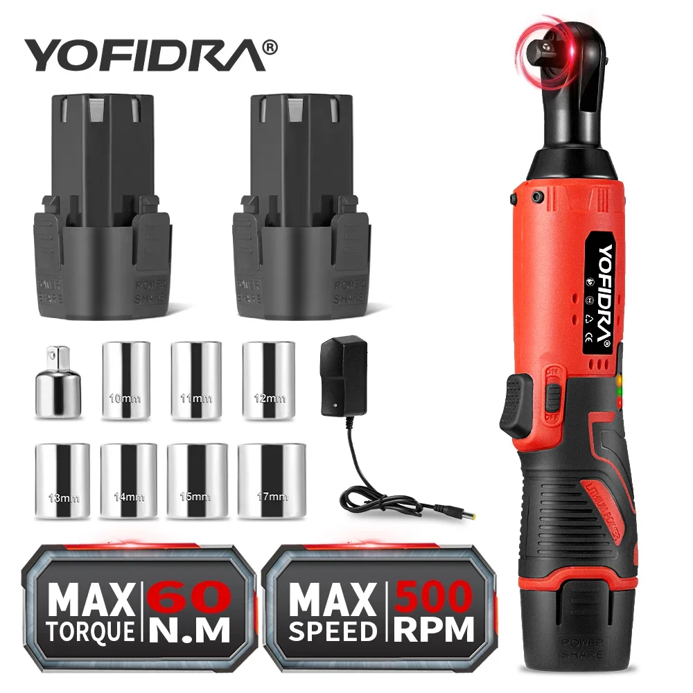 12V 60N.M Electric Ratchet Wrench Handheld Cordless  Efficient Rechargeable Removal Screw Nut Car Repair Power Tool