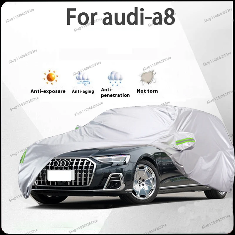 

Автомобильный чехол для Audi A8 Fit — водонепроницаемый, пылезащитный, солнцезащитный козырек (УФ), снегозащитный | Серебряное полное покрытие с защитой в течение всего дня