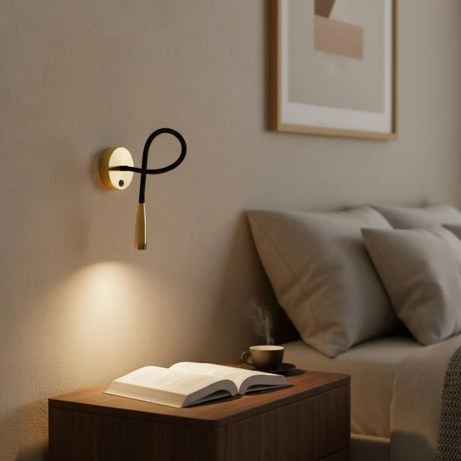

Flexible Gooseneck Wall Lamp Built-in Switch Flexible Arm Perusing Lamp Bedside Energy-Efficient Bulb Spotlight for Hotel