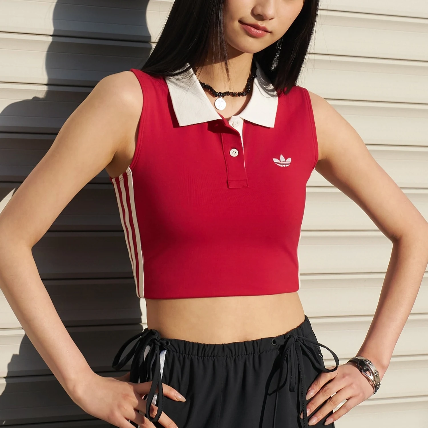 Adidas genuine clover women's knitted sports sleeveless vest T-shirt KY5695