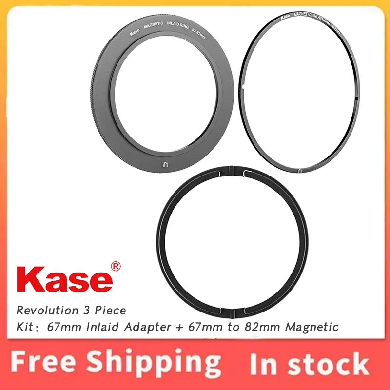 Kase Revolution 3‑Piece Kit 67mm Inlaid Adapter 67‑82mm Magnetic Step Ring With 3D Install Removal Tool For Camera Lenses