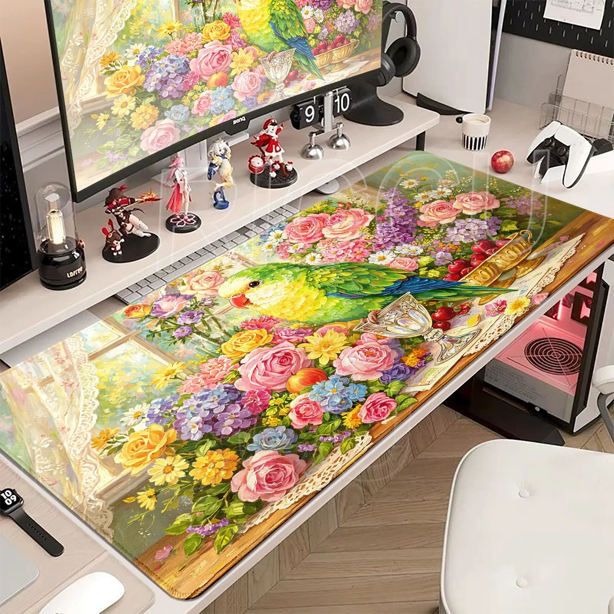Color Parrot Mouse Pad Oil Painting Soft Gamer Speed Gaming E-Sports Cute Parrot Large Rubber