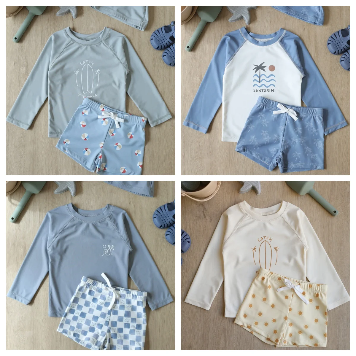 

Детский пляжный купальник для мальчиков в стиле Ins, комплект из двух предметов, лето 2026, с длинным рукавом, защита от солнца, для плавания