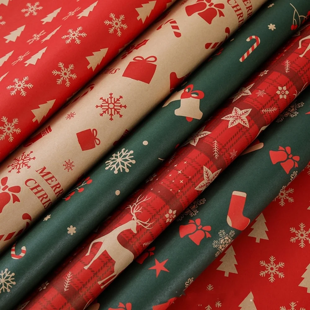 Snowflake Packaging Paper Festive Santa Claus Wrapping Paper Party Gift Wrap Paper Eye-Catching For Christmas Party Christmas