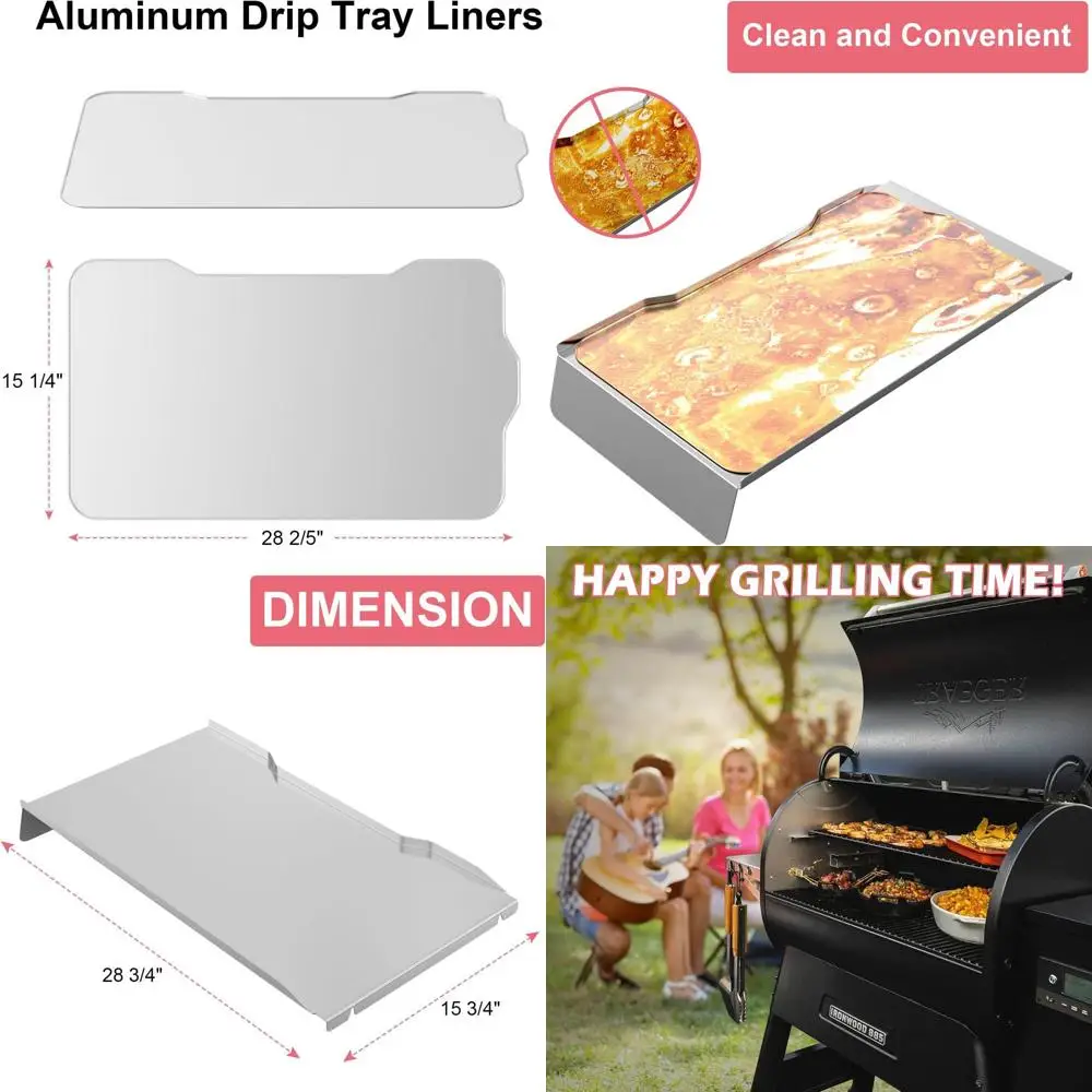 

Pellet Grill Drip Tray Kit Heat Baffle and Liners for Ironwood 885 Series, Replacement Pan for BCA1333, BAC521, Compatible with