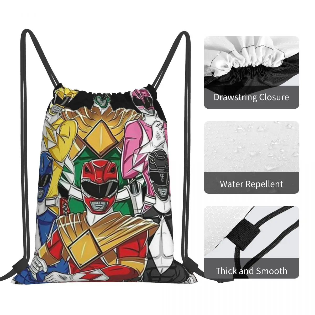 Poderoso morphin power ranger mochilas portáteis sacos de cordão pacote bolso sapatos saco sacos de livro para homem mulher