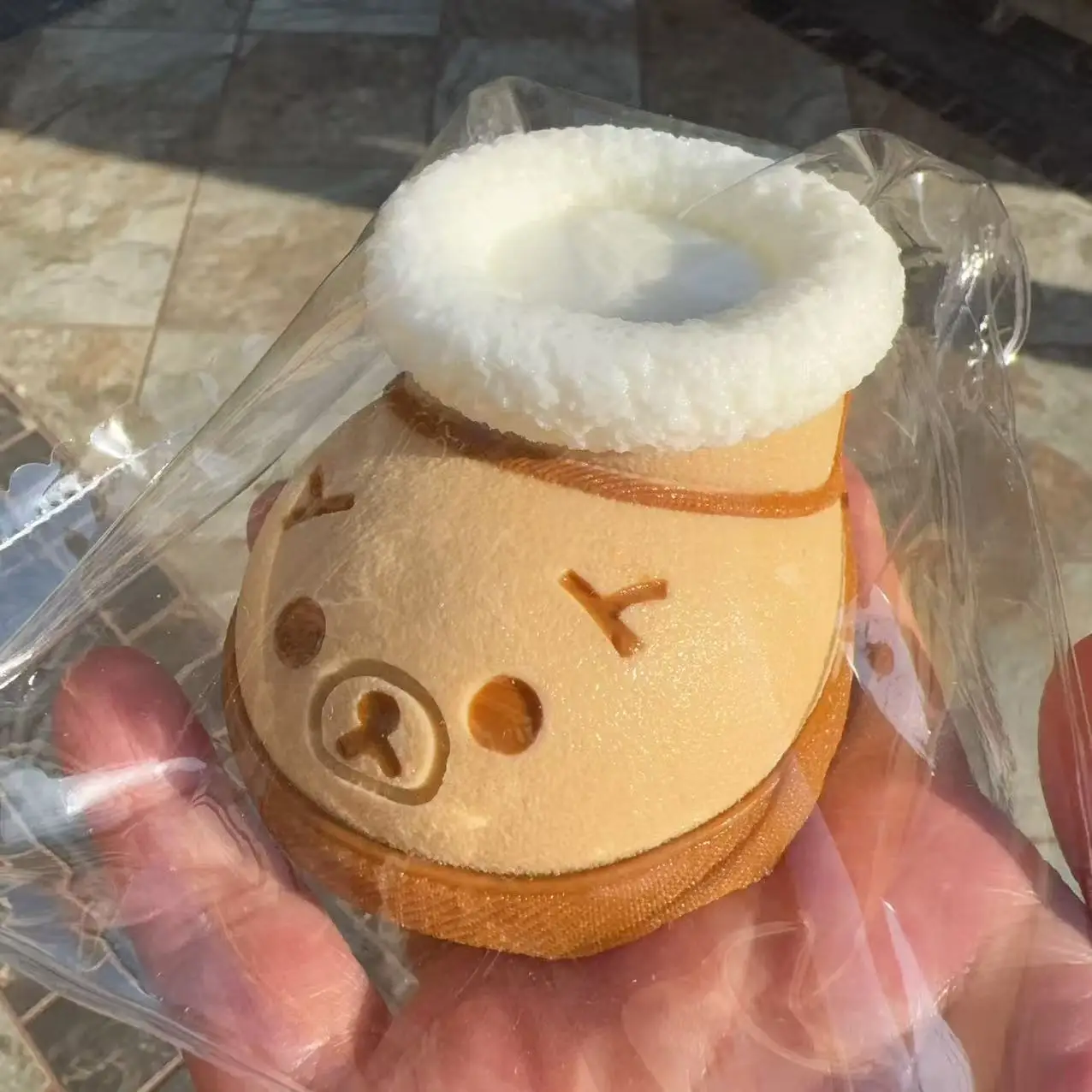 Juguete blandito Taba Squishy de 1 pieza con textura de mantequilla - Botas de nieve dulces con forma de oso para aliviar el estrés - Silicona de grado alimenticio