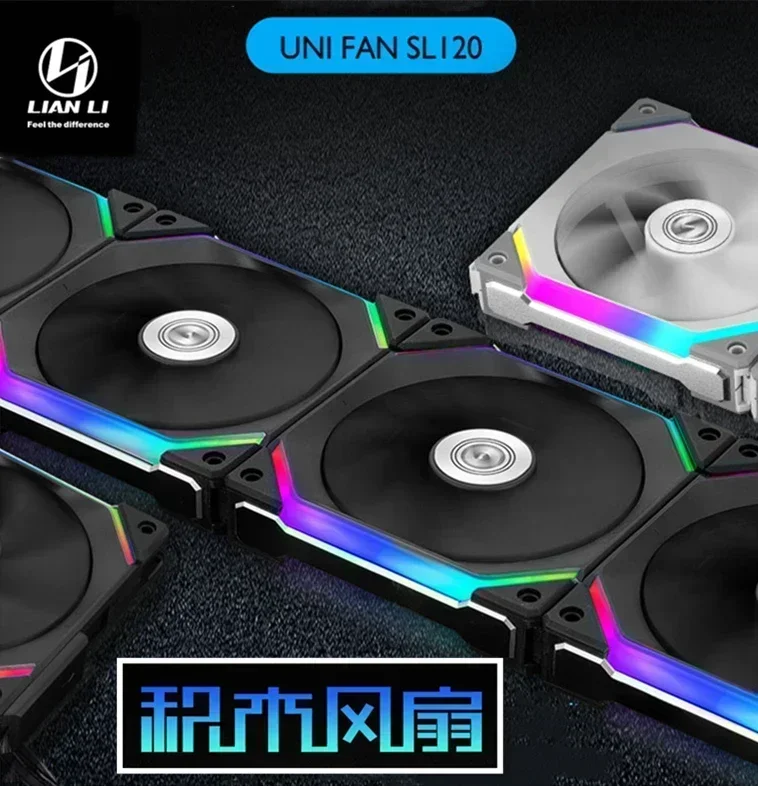 

LIAN LI UNI FAN SL120 V1 AL120 SL140 120/140MM RGB Fan Kit Modular Cable Free Software Smart PWM Control M/B 5V ARGB Black/White