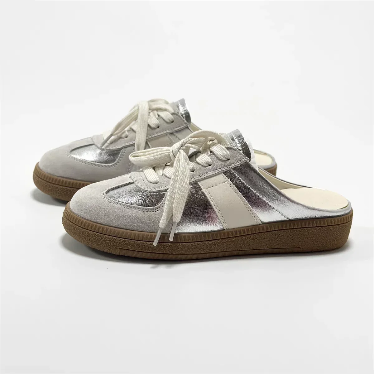 

Pop Women Mules Shoes Sports Round Toe Flat Female Footwear Casual Sneakers Clogs Platform Summer Slip On Creeper Baotou Slipper