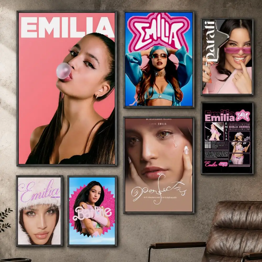 Music EMILIA Latin Pop Singer Argentina Poster  PP Self Adhesive Home Garage Dorm Bar Wall Decor Aesthetic Retro Gift