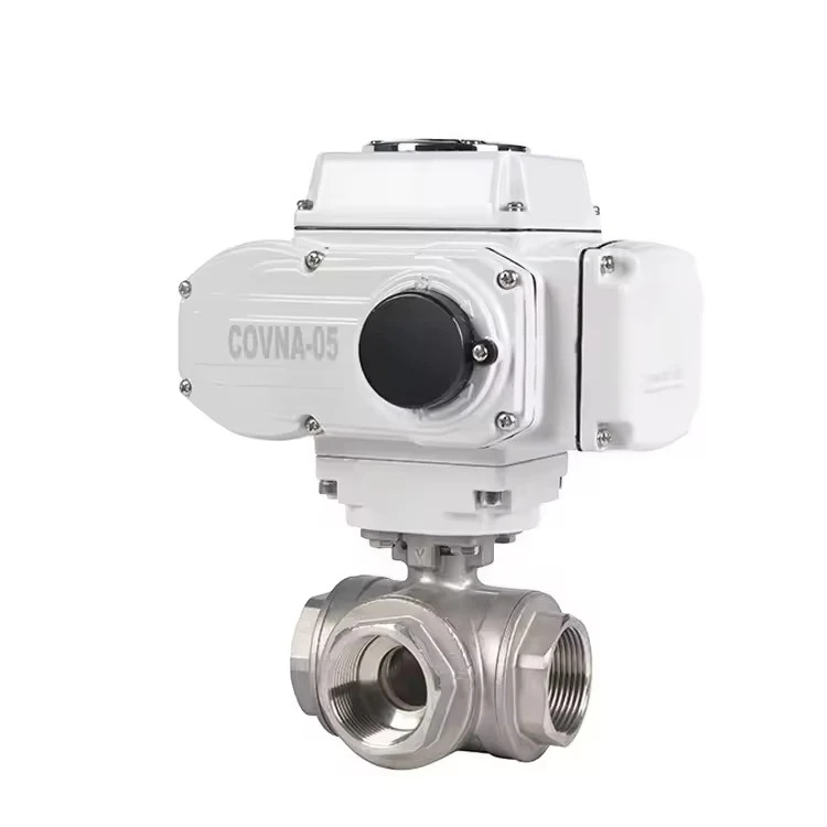 Valvola elettrica a 3 vie DN25/50/80 24vdc 12vdc 110vac 220vac Valvola elettrica a tre vie Valvola a sfera filettata motorizzata di controllo