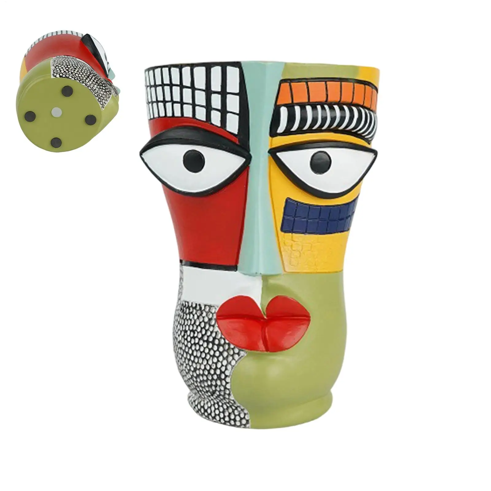 Artistic Facial Flower Pot Abstract Garden Vase Decor Resin Sculpture Planter Ornament Human Head Flower Pot With Drainage Hole
