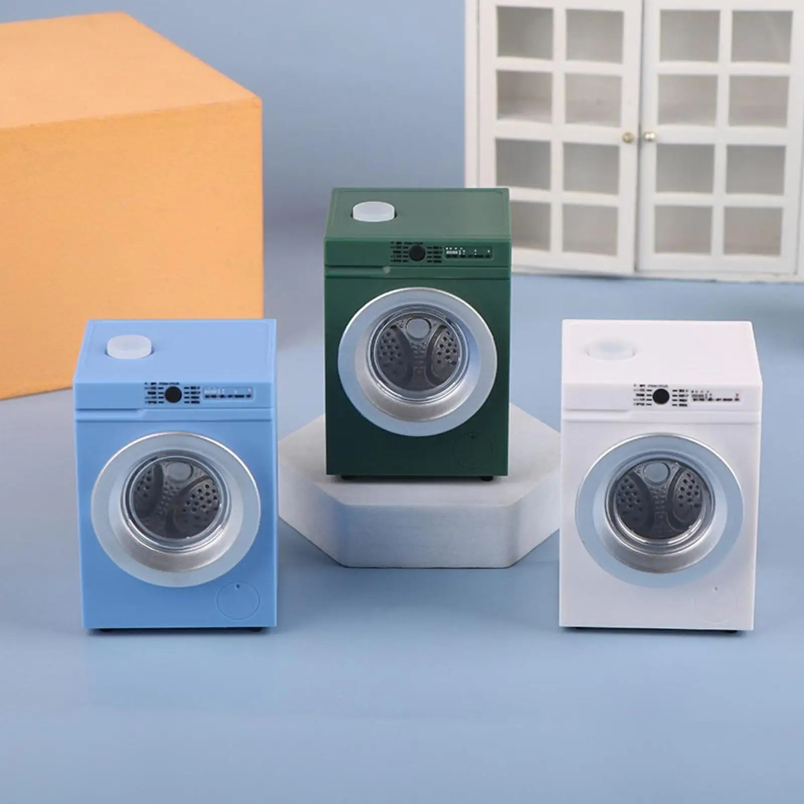 

1:12 Scale Dollhouse Washing Machine Simulation Washing Machine Drum Washer Laundry Model Accessories Toy for Bathroom