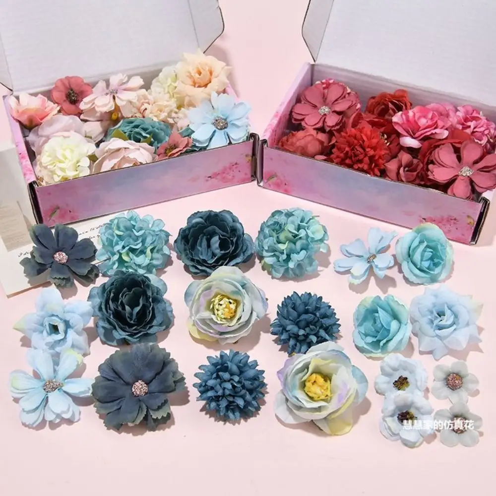 20Pcs Handmade Silk Fake Flower Material Set Artificial Flowers Material Set Hanfu Headdress DIY Material