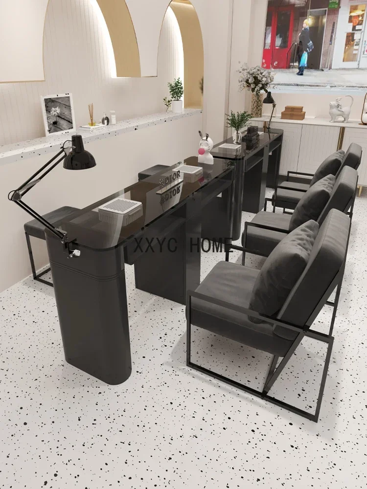

Nordic Luxury Simplicity Nail Tables Vacuum Cleaner Nail Tables Manicure Galss Tabletop Mesa De Manicure Furniture KMNT