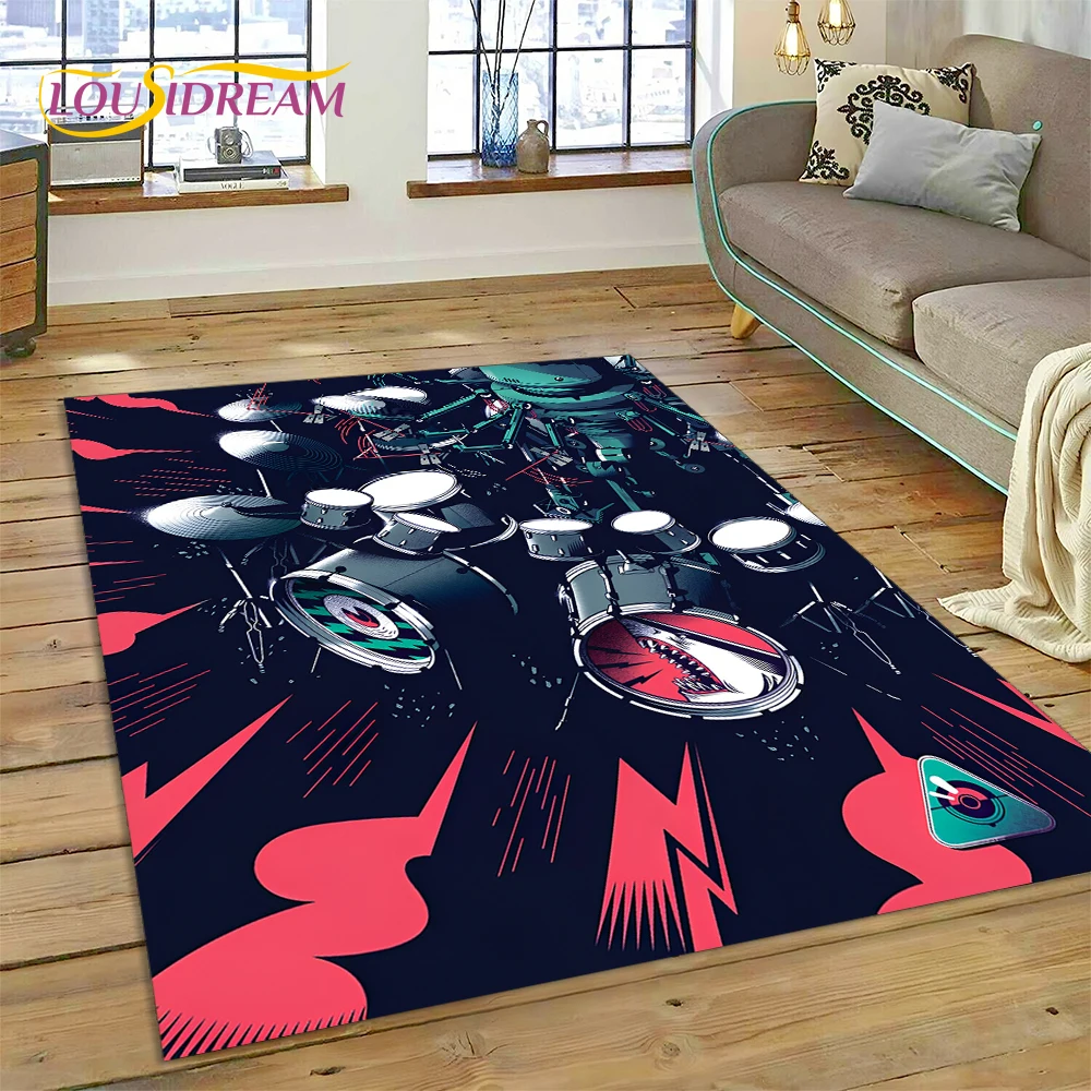 Drum Kit Music Instruments Drum Set Carpet Rug for Home Living Room Bedroom Sofa Doormat Decor,kids Area Rug Non-slip Floor Mat