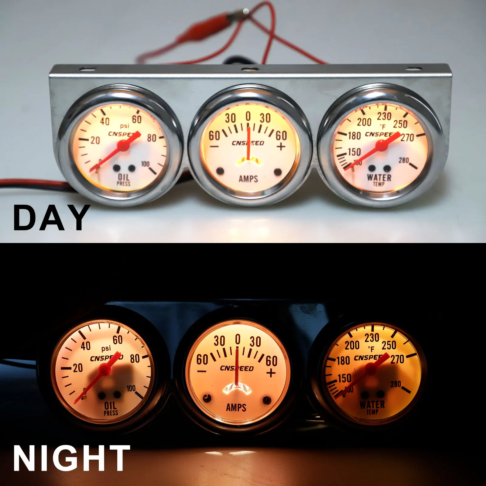 2" Amp Gauge Water Temp Oil Pressure meter Triple Auto Gauge Set with sensor  YC101323