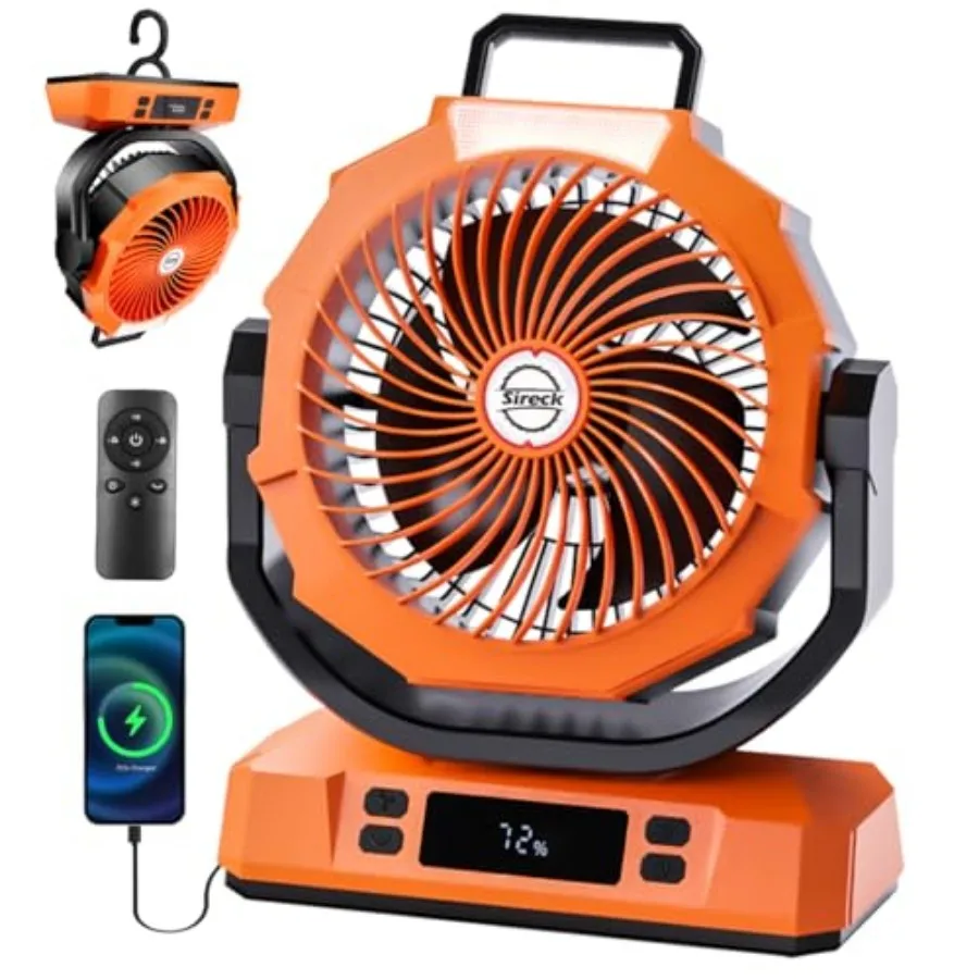 

Camping Fan Rechargeable Portable Fan 12-Inch, 40000mAh Battery Powered Fan with LED Light, Digital Display, Timer, 6 Wind Spee