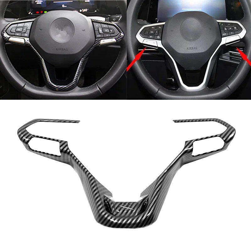 Carbon Fiber Styling For Volkswagen VW Golf 8 MK8 2020 2021 2022 Car Steering Wheel Panel Switch Button Cover Trim  Accessories